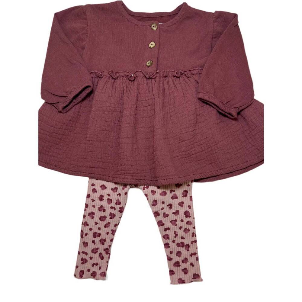 NEW PLAY UP kid's amora tunic cheetah leggings set in coloramora/ pink